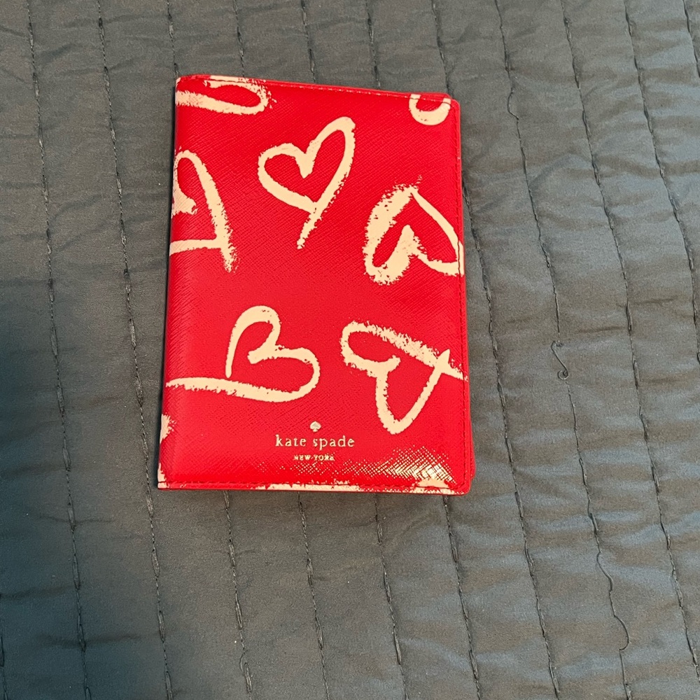 Kate Spade Red Heart Print Passport Wallet